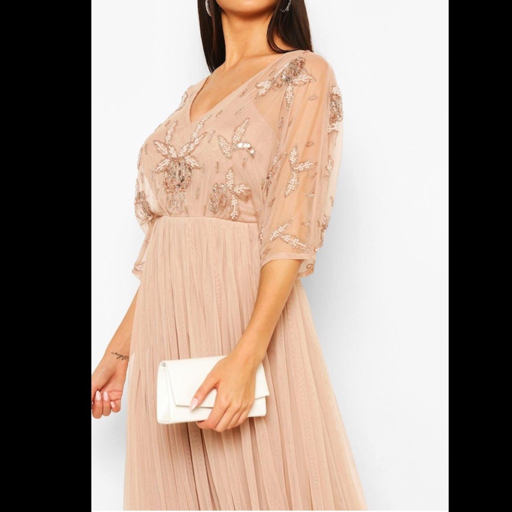 Boohoo Embellished Mesh Maxi Dress